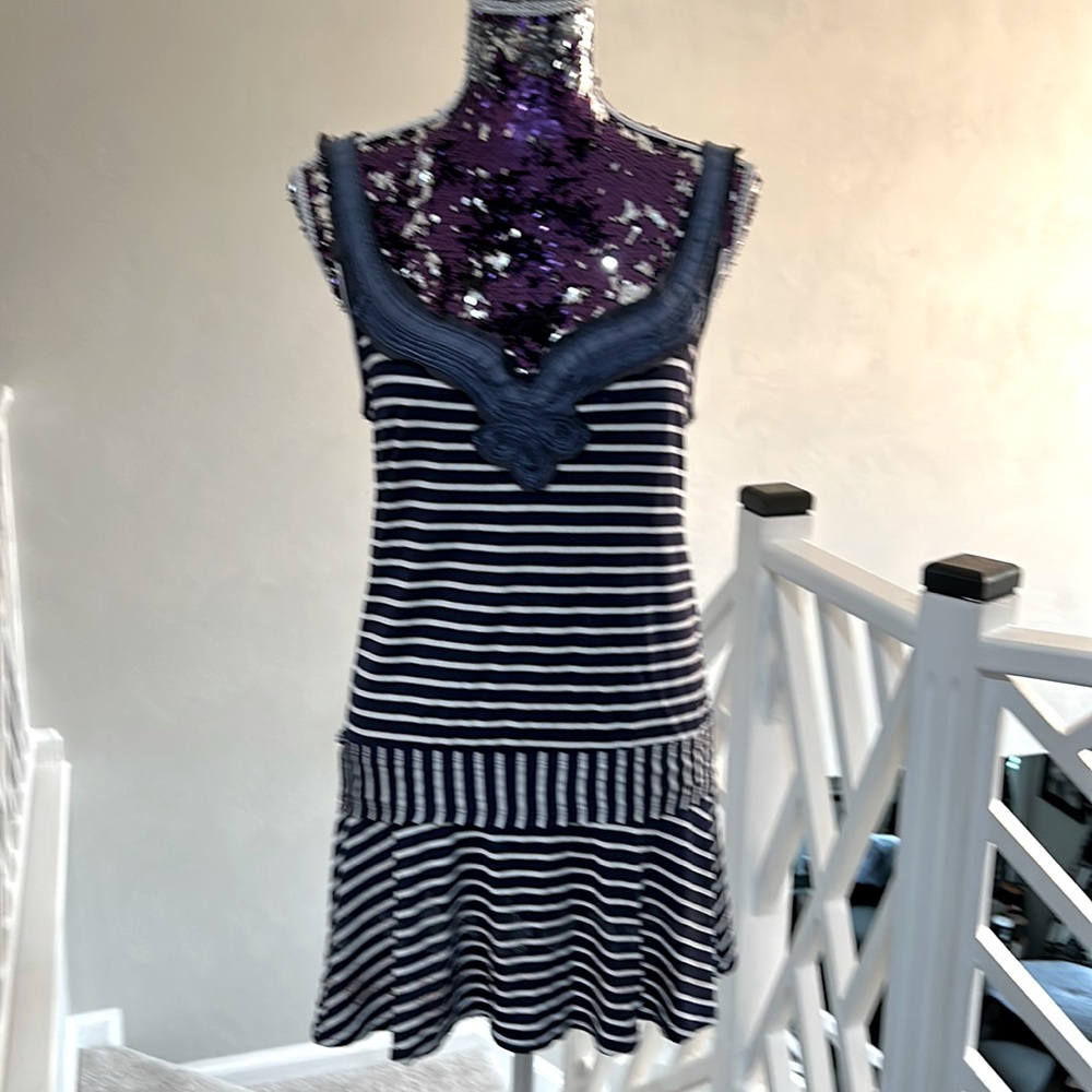 Free People Navy and White Striped Mini Dress